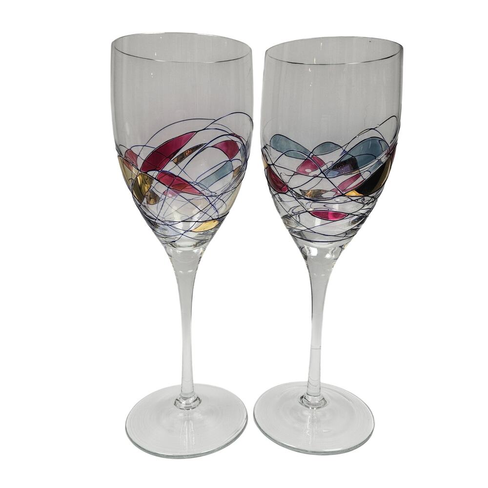 VTG Lot 2 Retired Helios Artland Grand Bordeaux Wine Goblet Glasses 10 5/8” Tall